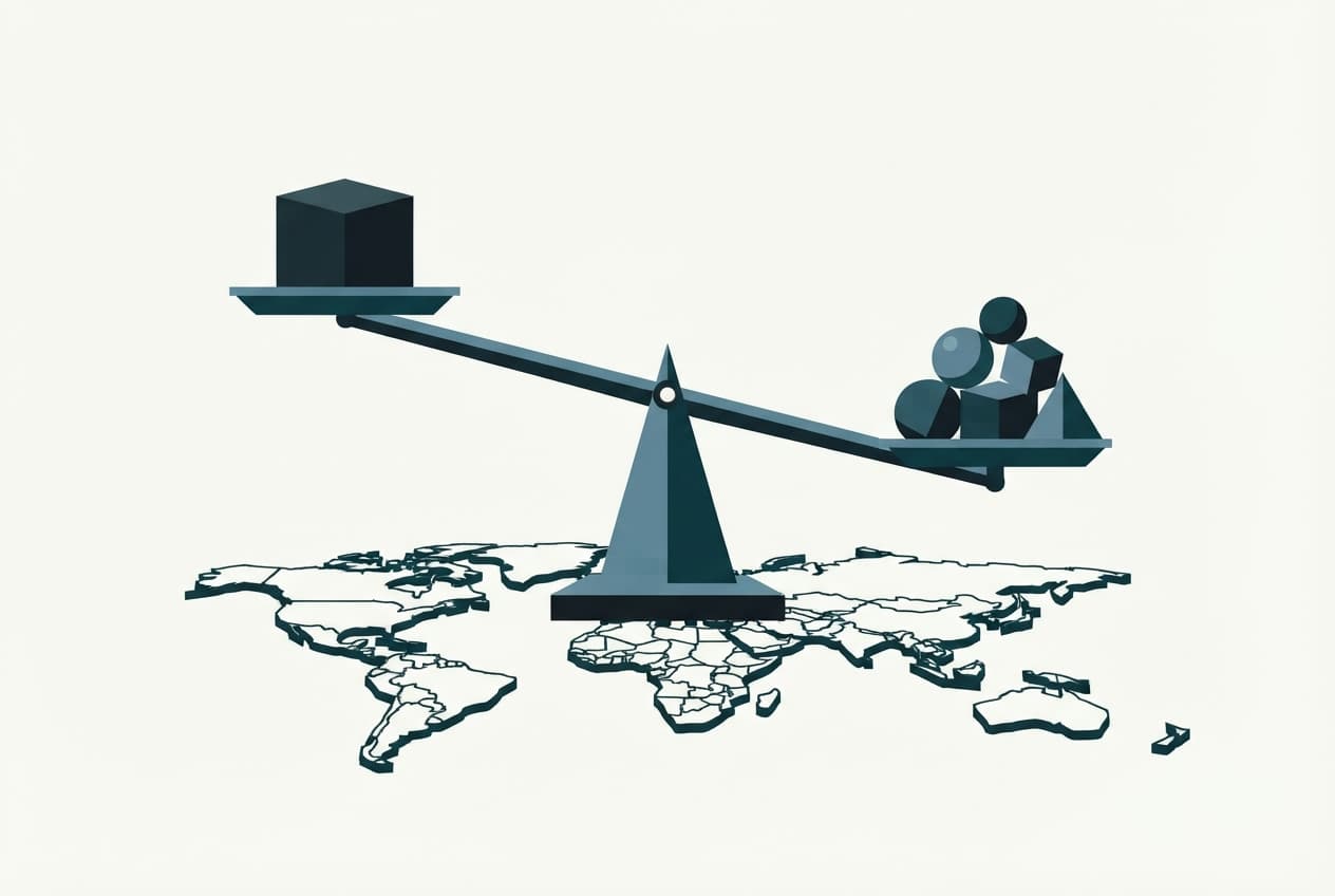 An editorial illustration of a precarious balancing scale over a stylized map outline, symbolizing political pressure.
